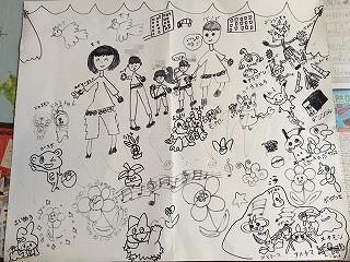 子供の絵と紫陽花